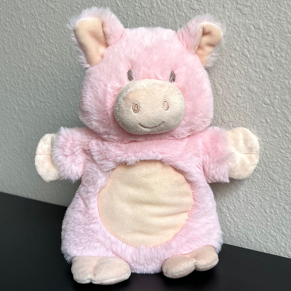Demdaco Pink Pig Plush Hand Puppet Soft Fuzzy Farm Animal Toy Friend Cuddle